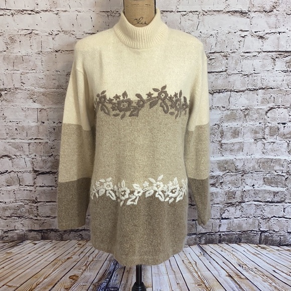 Segue Vintage Angora Silk Sweater Floral Print SzM - Picture 1 of 10
